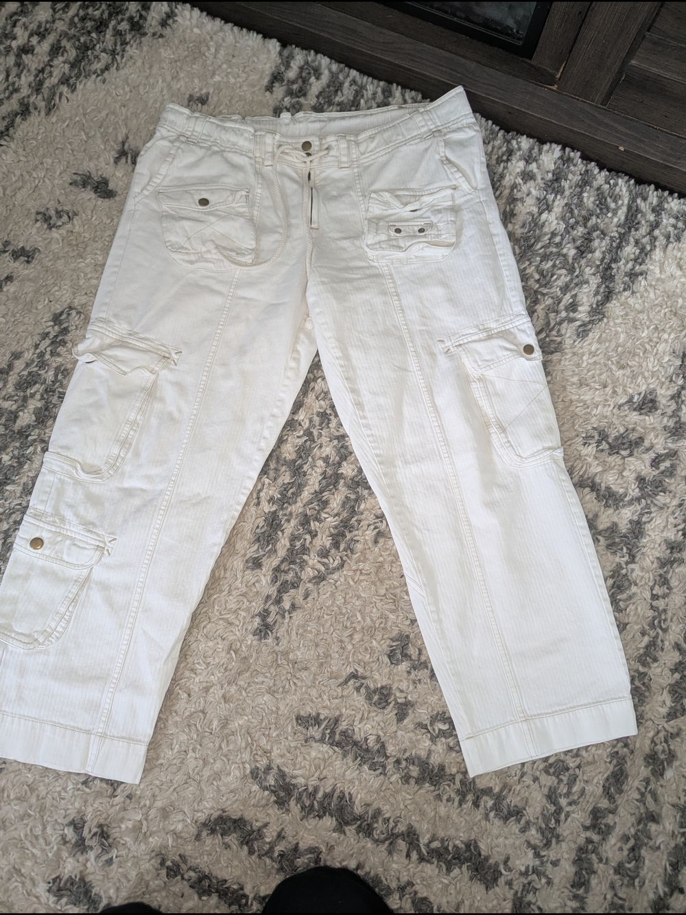 Free People White Cargo Crop Pants